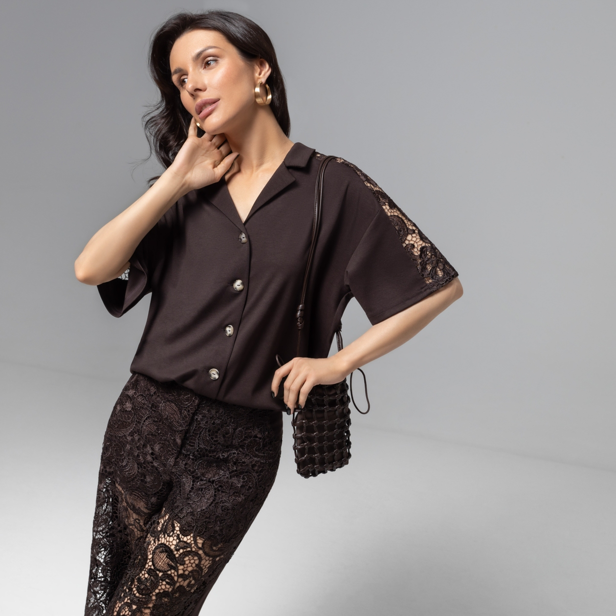 Стильное дежавю (горький шоколад). Состав: 65% п/э, 30% вискоза, 5% спандекс