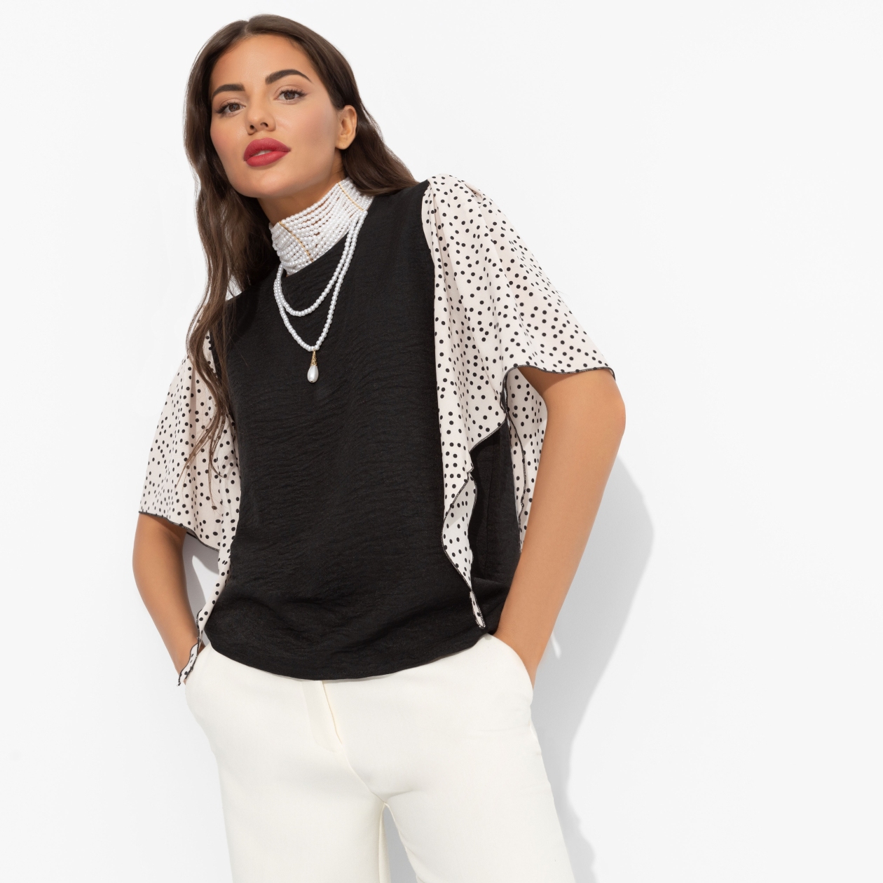 Блуза Значение моды (черная). Состав: 95% п/э, 5% спандекс