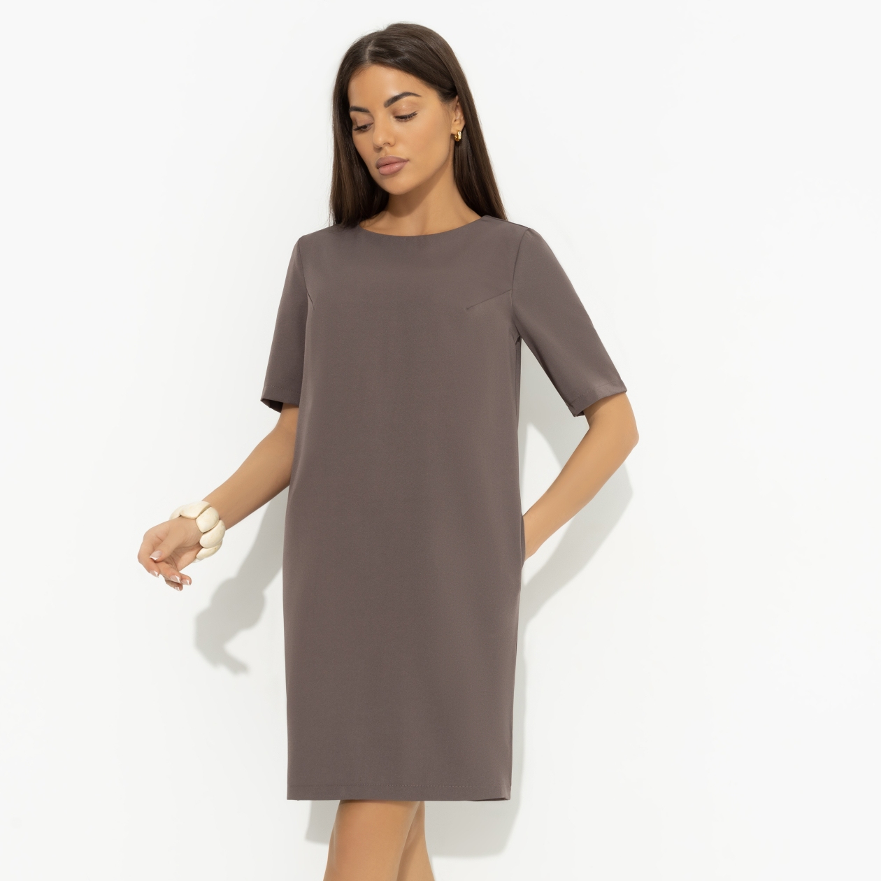 Платье Виртуальные будни (brown). Состав: 96% п/э, 4% эластан