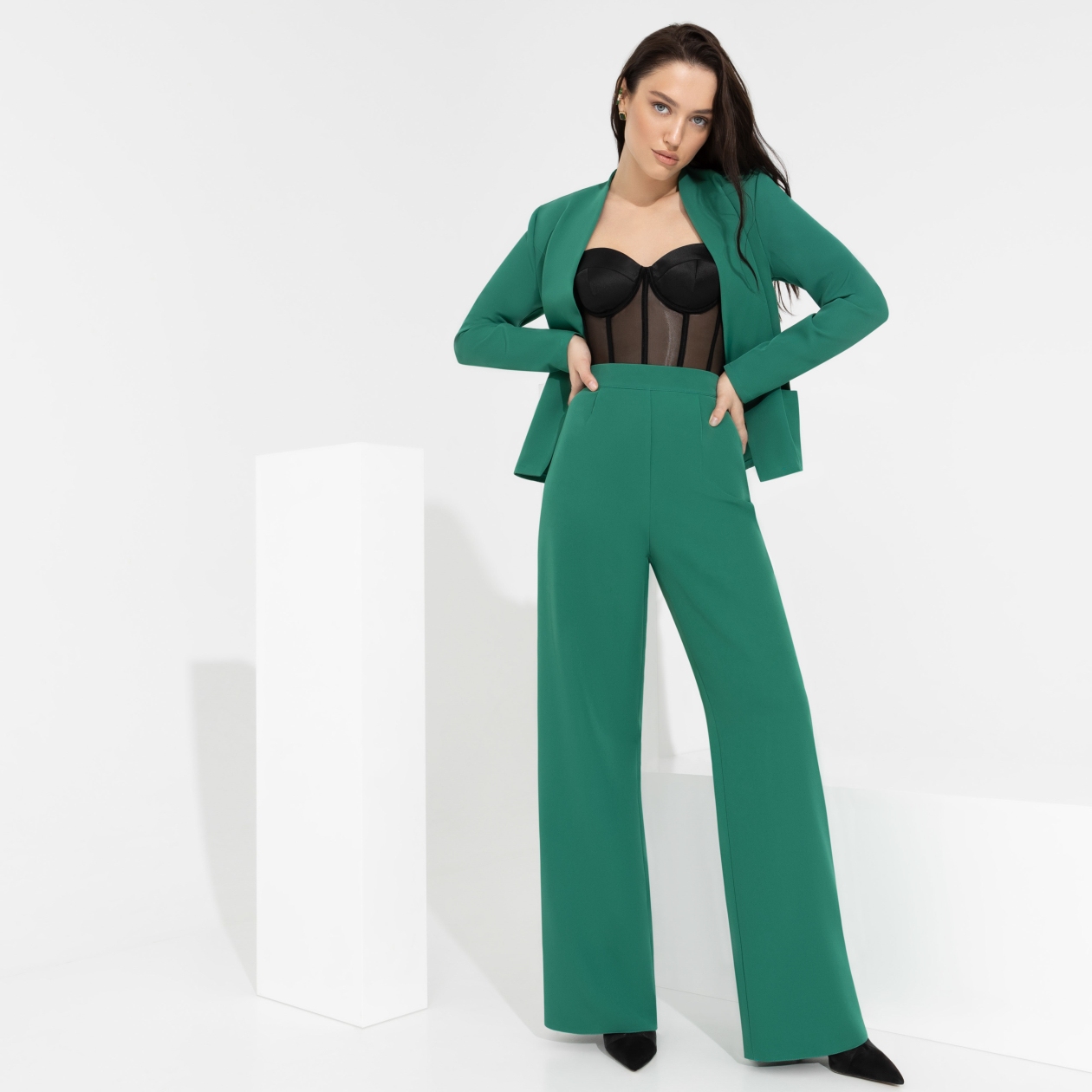 Брюки Модный экстаз (green mist). Состав: 95% п/э, 5% эластан