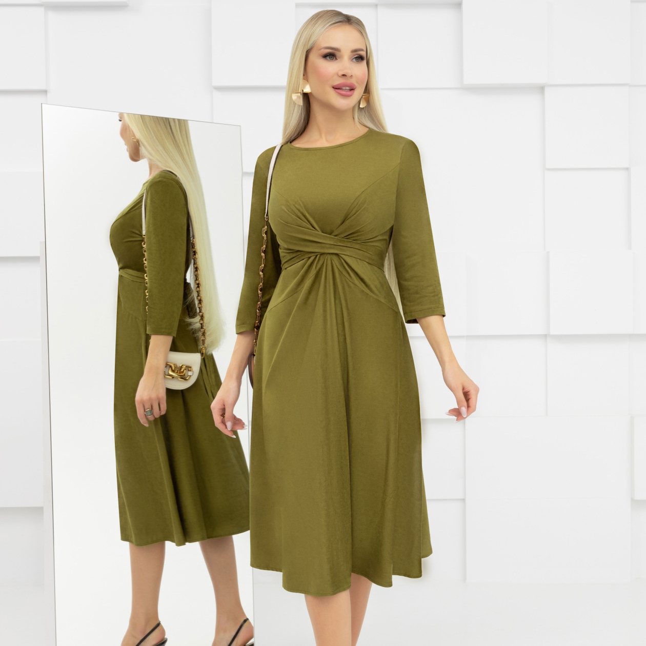 Платье Беспроигрышная формула (хаки). Состав: 95% п/э, 5% эластан