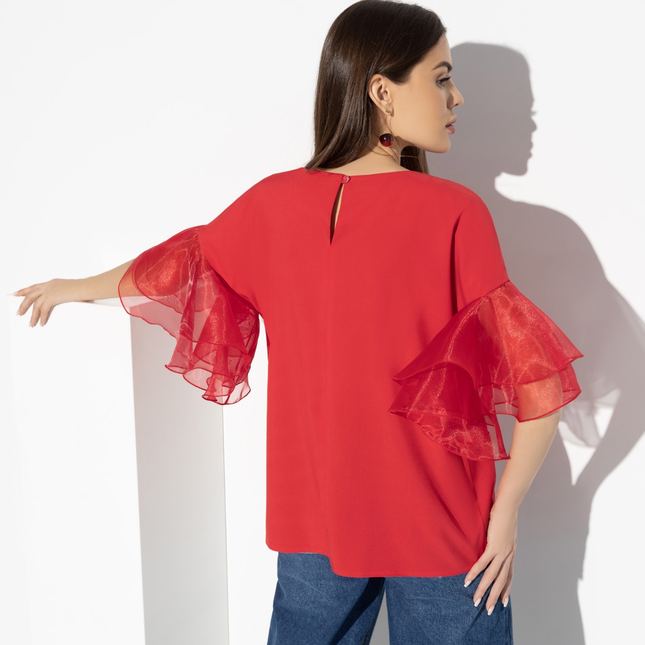 Блуза Кокетка в образе (red star). Состав: 95% п/э, 5% эластан