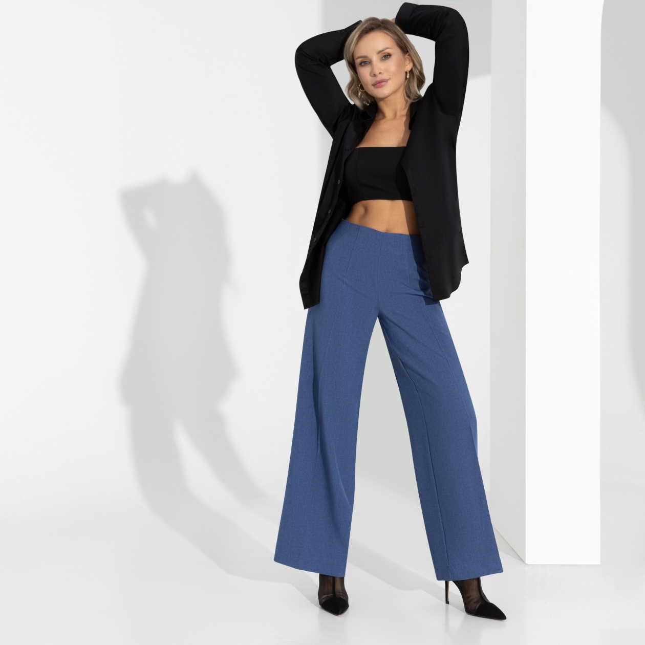 Брюки Быть собой. Состав: 80% п/э, 15% лен, 5% спандекс