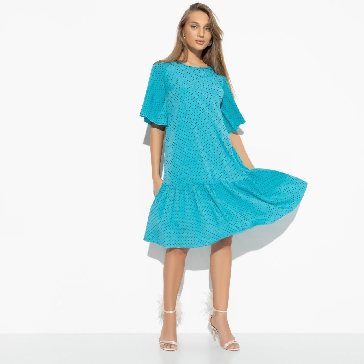 Платье Лучший вклад в себя (бирюза). Состав: 95% полиэстер, 5% эластан