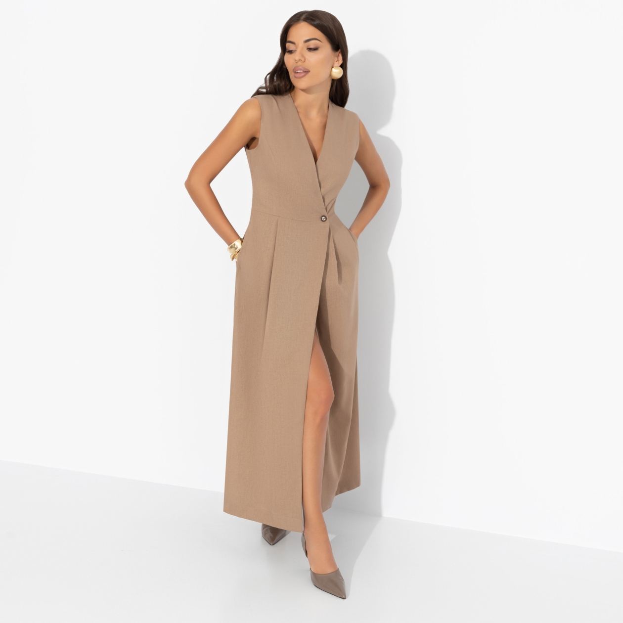 Платье Рождение богини. Состав: 40% полиэстер, 27% вискоза, 23% лён, 10% хлопок