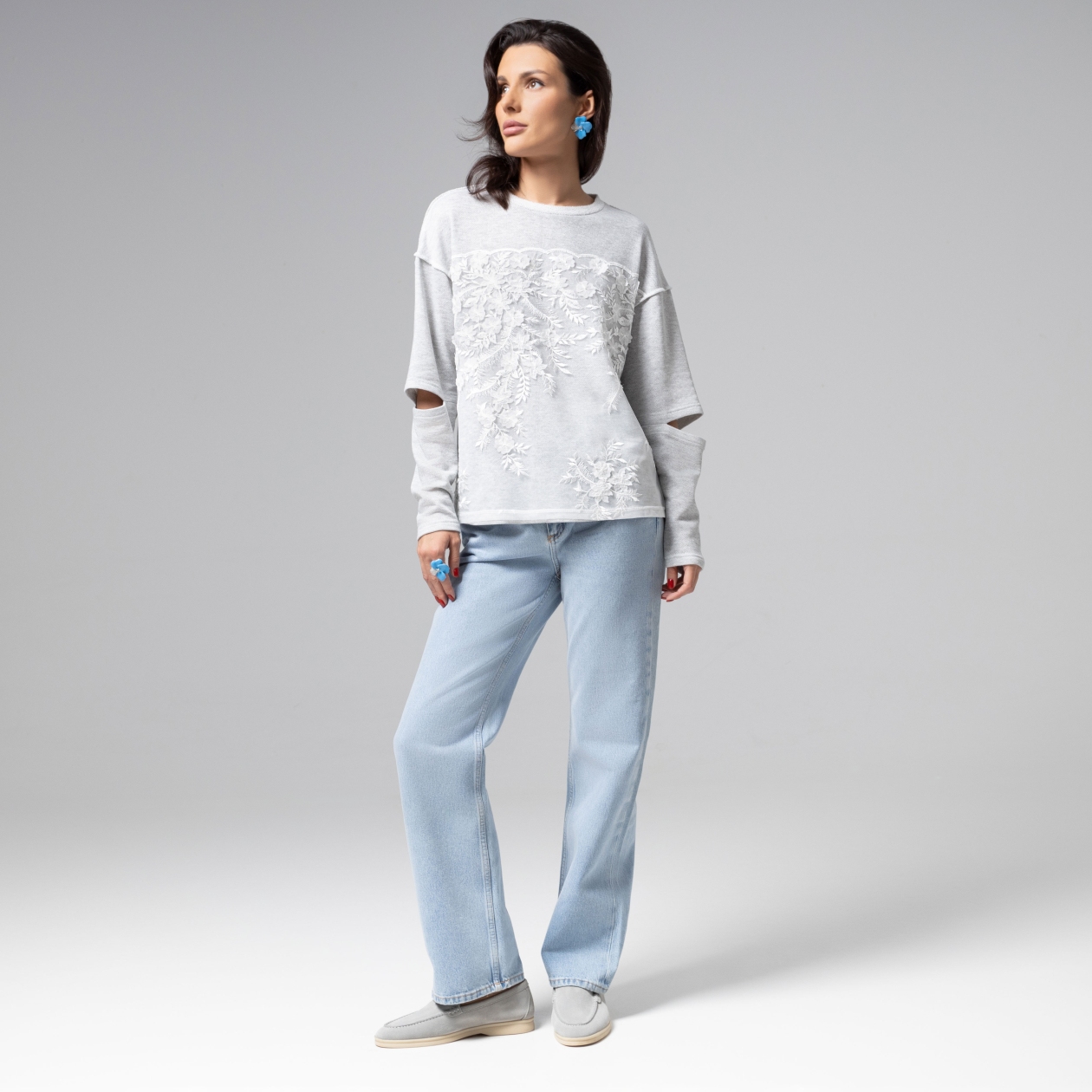 Лонгслив Образ решает (grey). Состав: 50% хлопок, 45% п/э, 5% спандекс