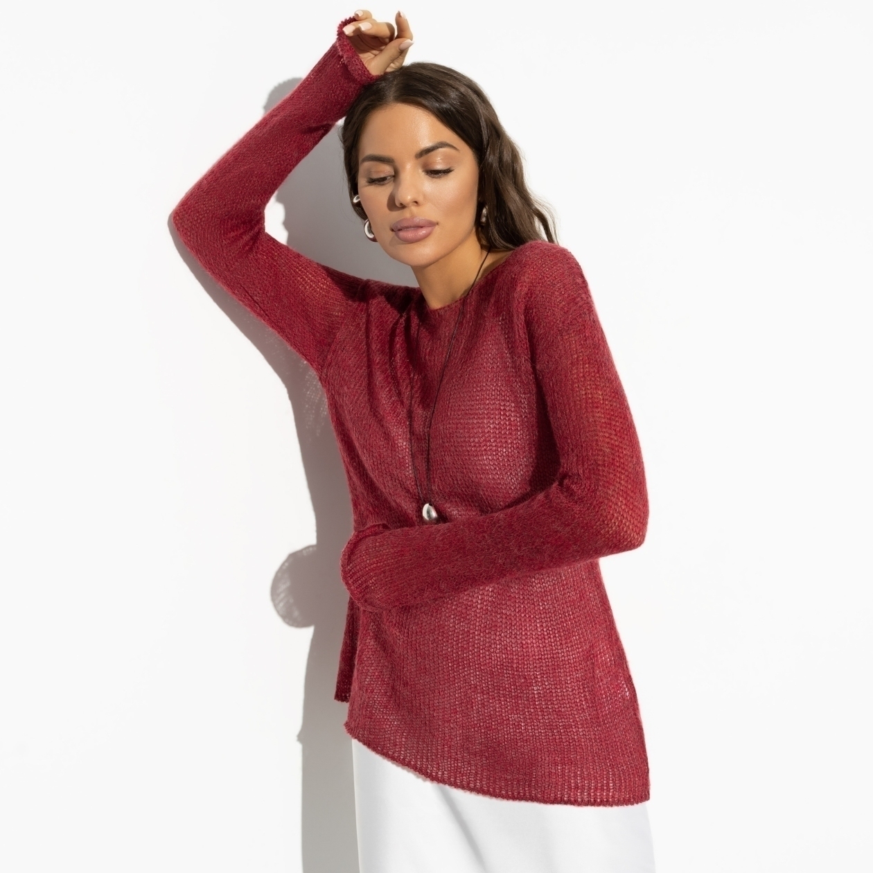 Туника Тонкая натура (scarlet). Состав: 60% акрил, 25% полиэстер, 15% пух коза