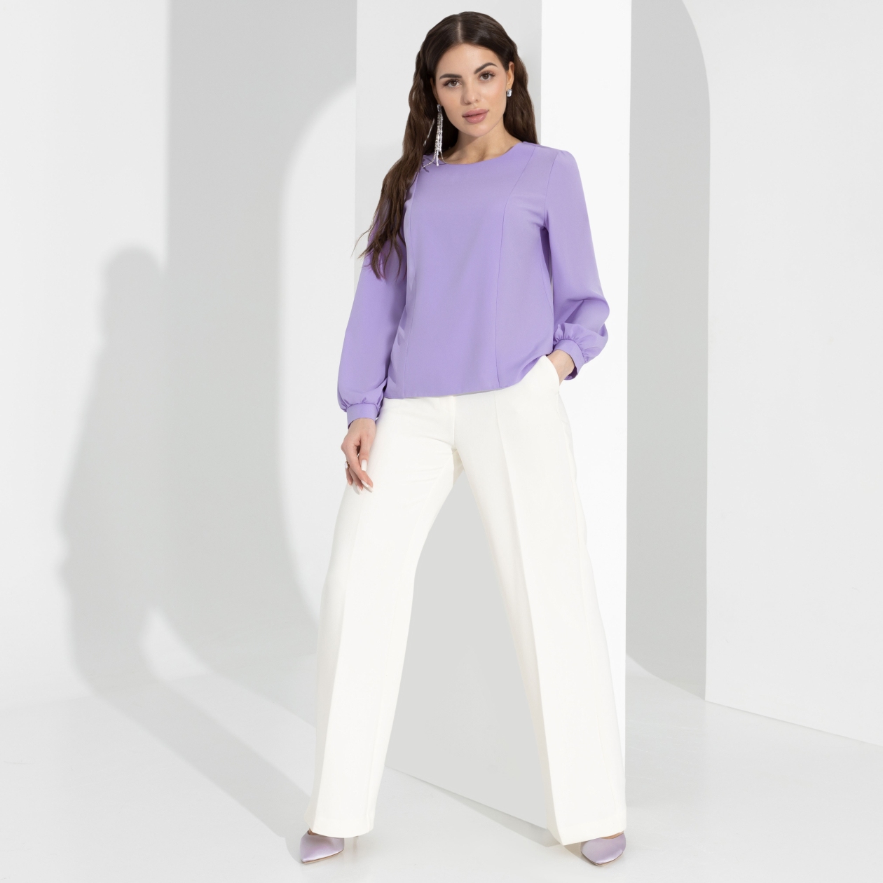 Блуза Способ очарования (sweet lilac). Состав: 95% п/э, 5% эластан