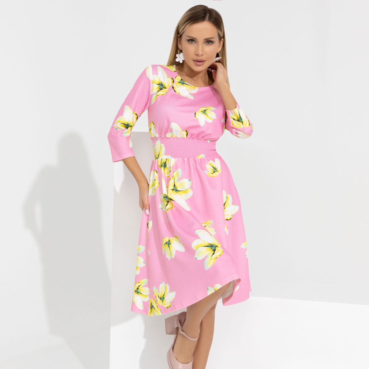 Платье Стильный офис (flower magic). Состав: 95% п/э, 5% спандекс