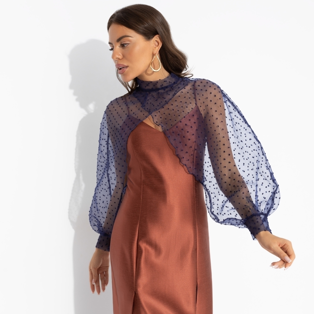 Болеро Деловой взгляд (синее, с брошкой). Состав: 100% полиэстер