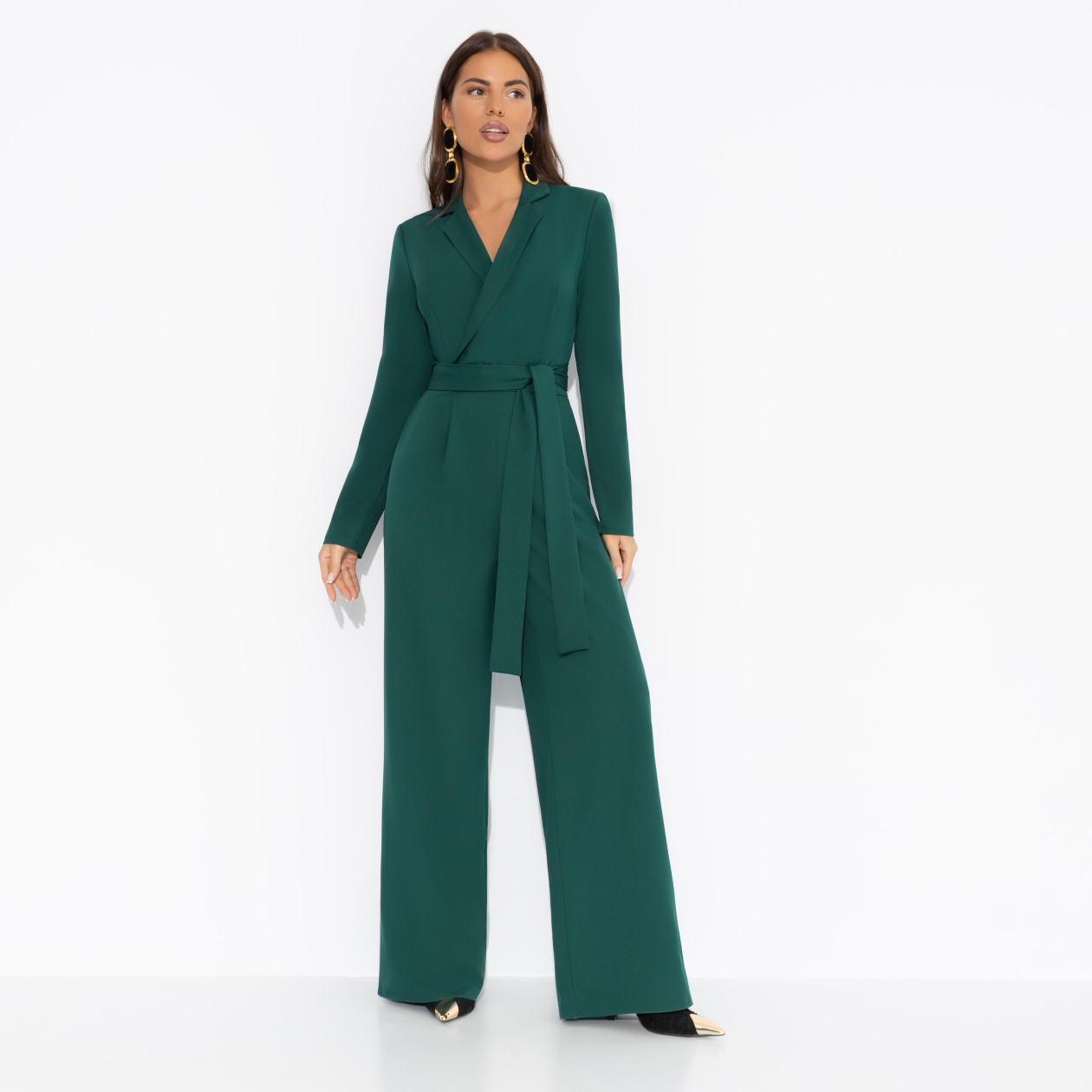Комбинезон Ты безупречна (зелёный). Состав: 65% п/э, 30% вискоза, 5% эластан