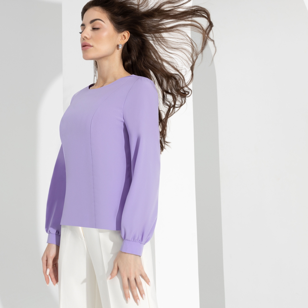 Блуза Способ очарования (sweet lilac). Состав: 95% п/э, 5% эластан