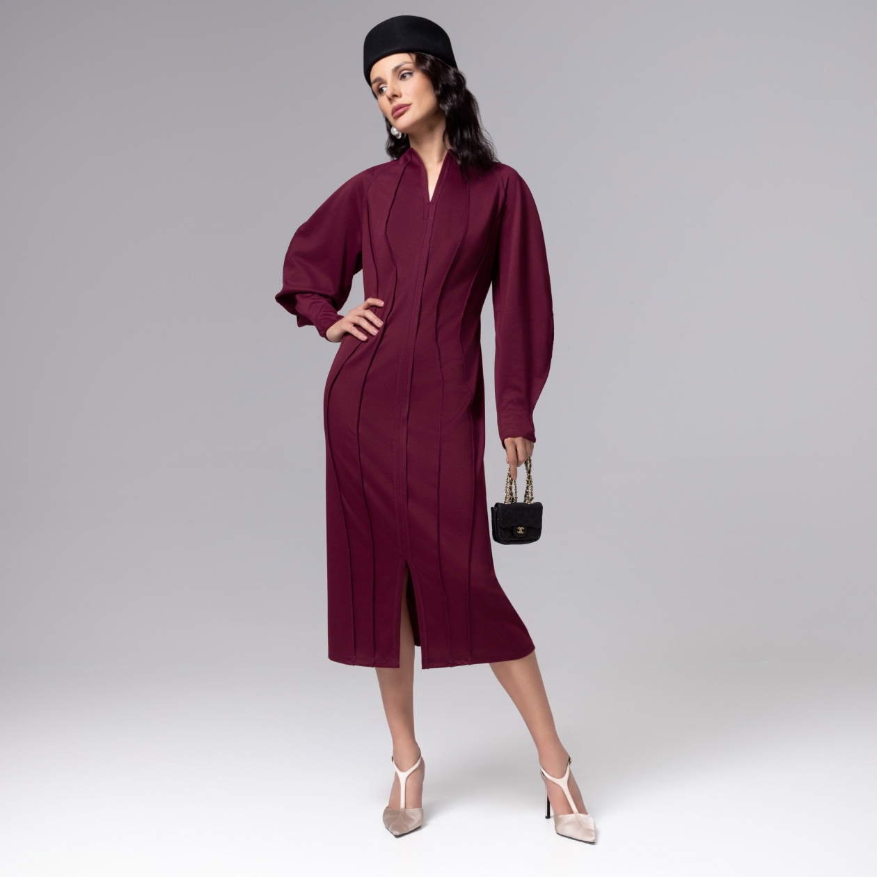 Платье-футляр Больше, чем просто платье (винное). Состав: 65% п/э, 30% вискоза, 5% спандекс