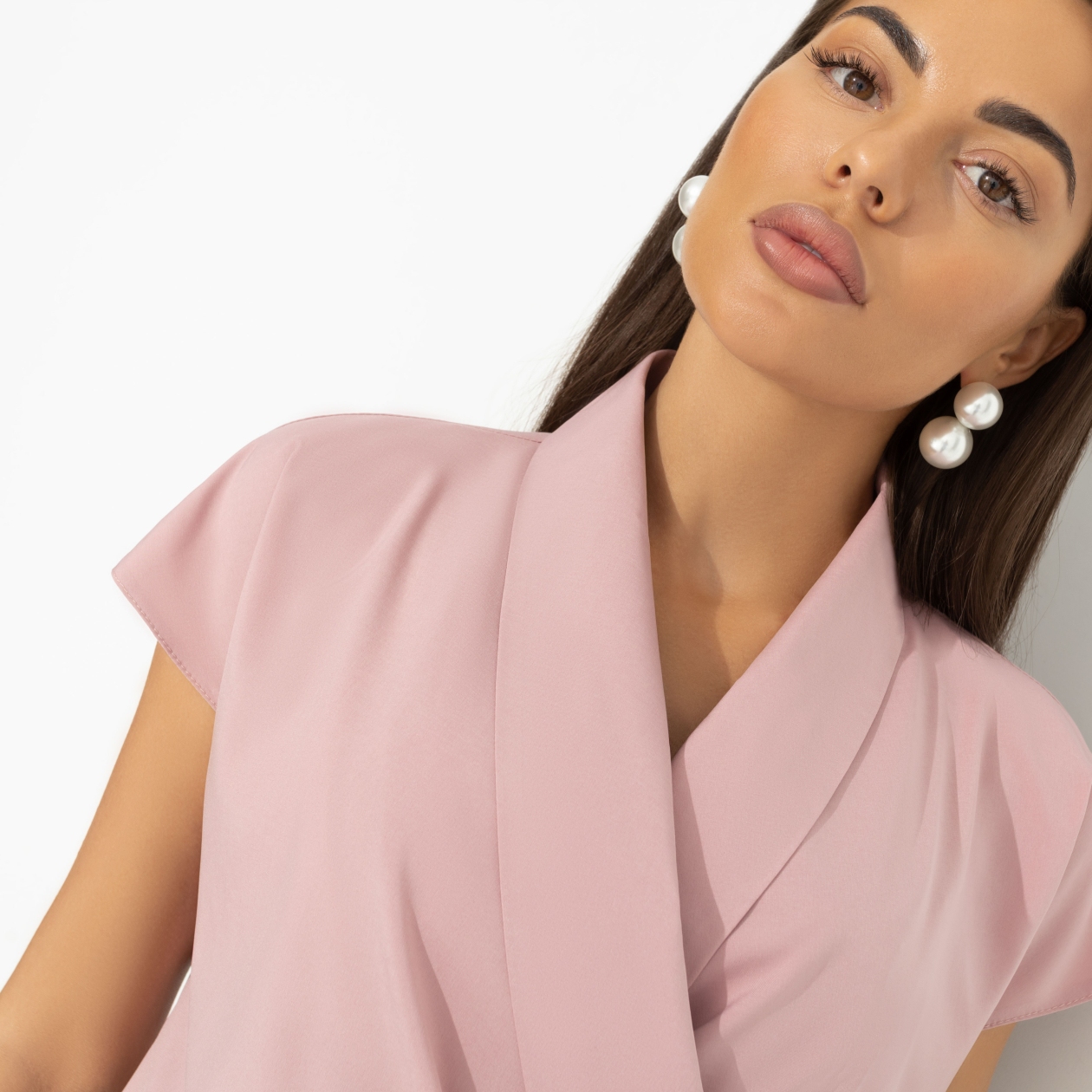 Блуза На пике изящества (розовая). Состав: 95% полиэстер, 5% эластан