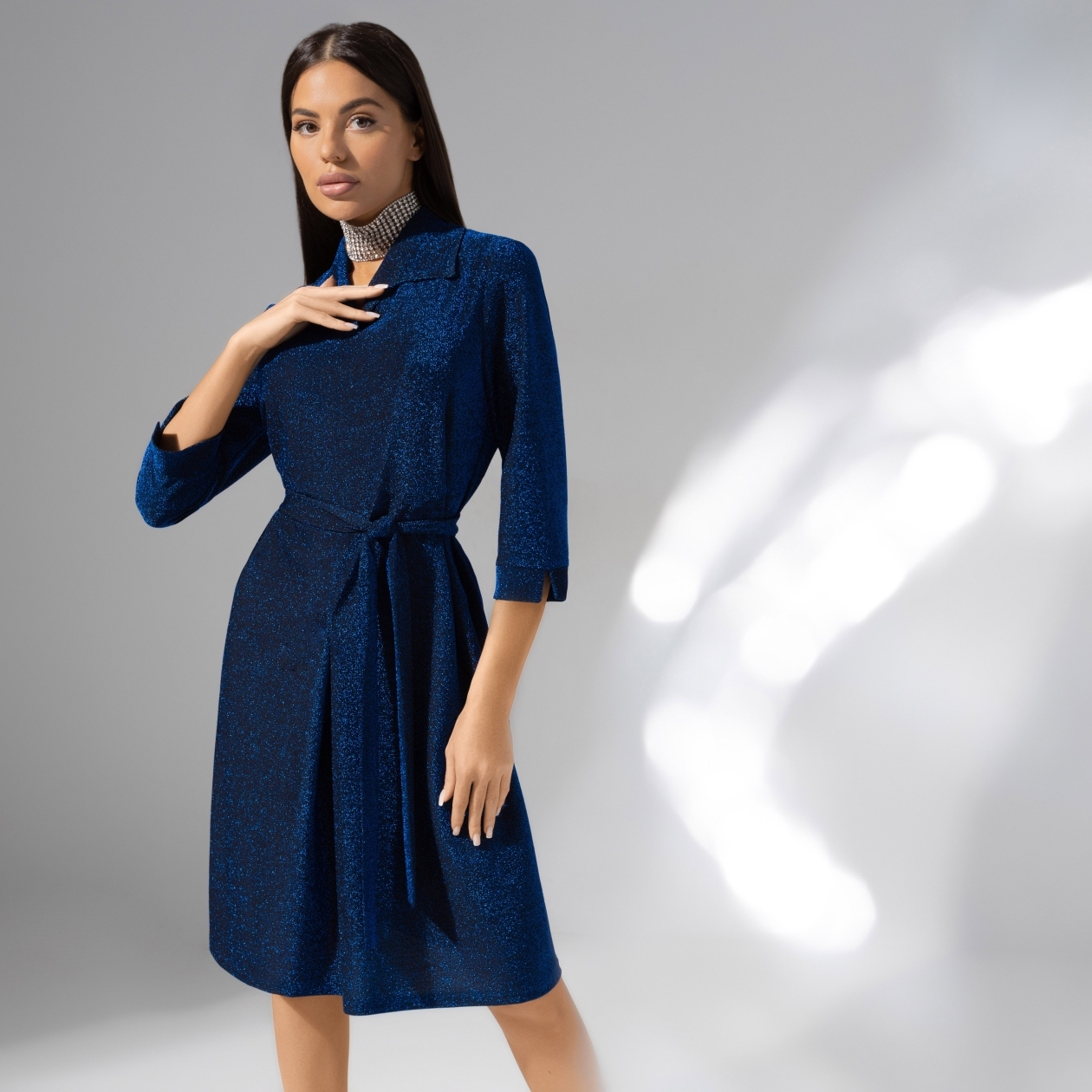 Платье Модная реализация (с поясом). Состав: 95% полиэстер, 5% эластан