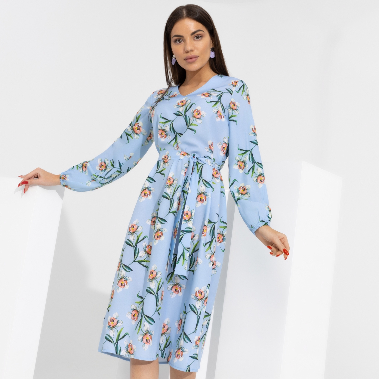 Платье Завладей вниманием (с поясом). Состав: 95% п/э, 5% эластан