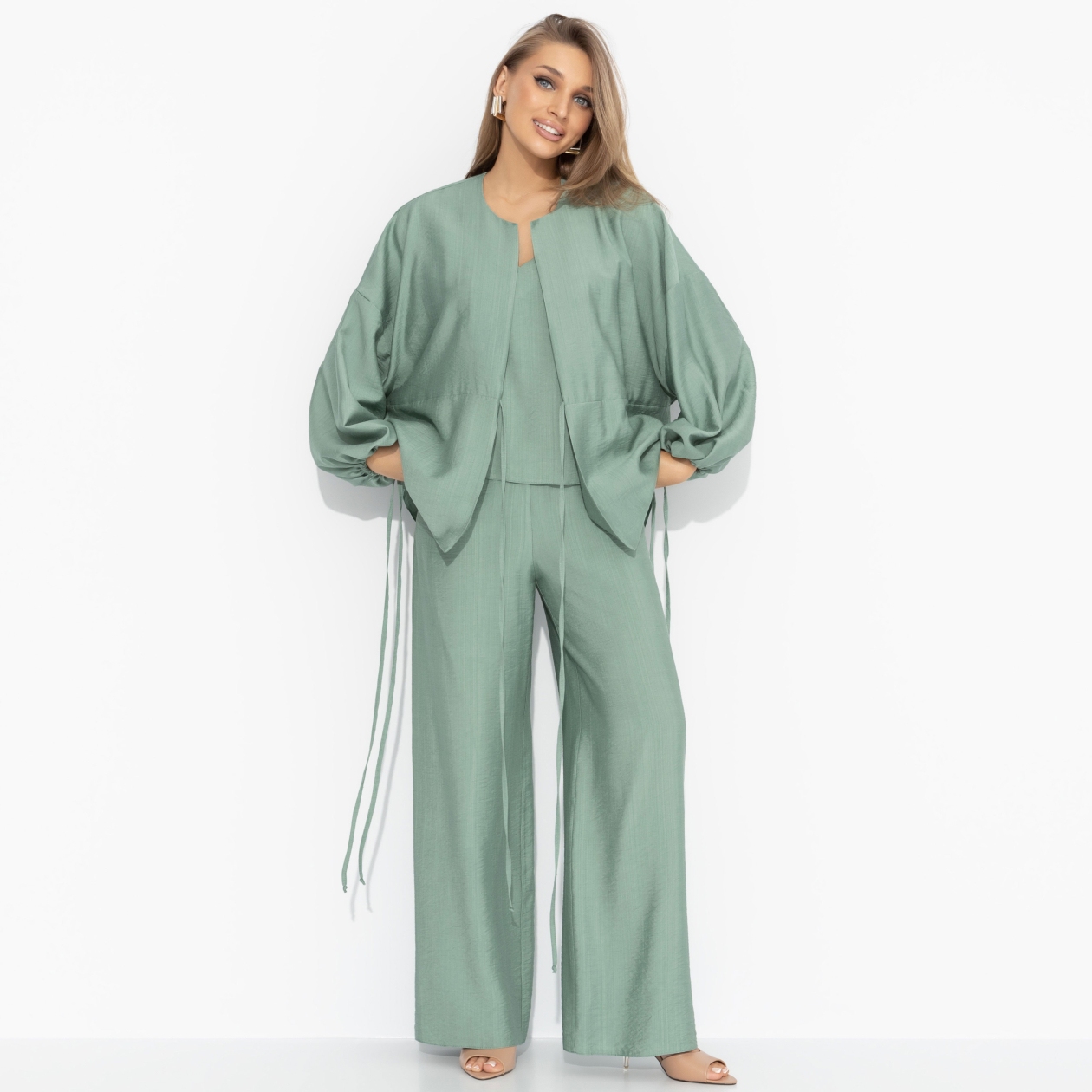 Брючный комплект Приручённый шик (3 в 1, зеленый). Состав: 100% хлопок