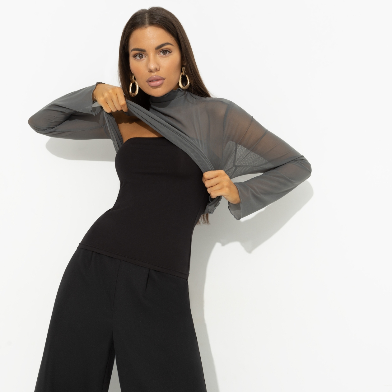 Водолазка Внешнее великолепие (gray 2 в 1) . Состав: 95% полиэстер, 5% спандекс