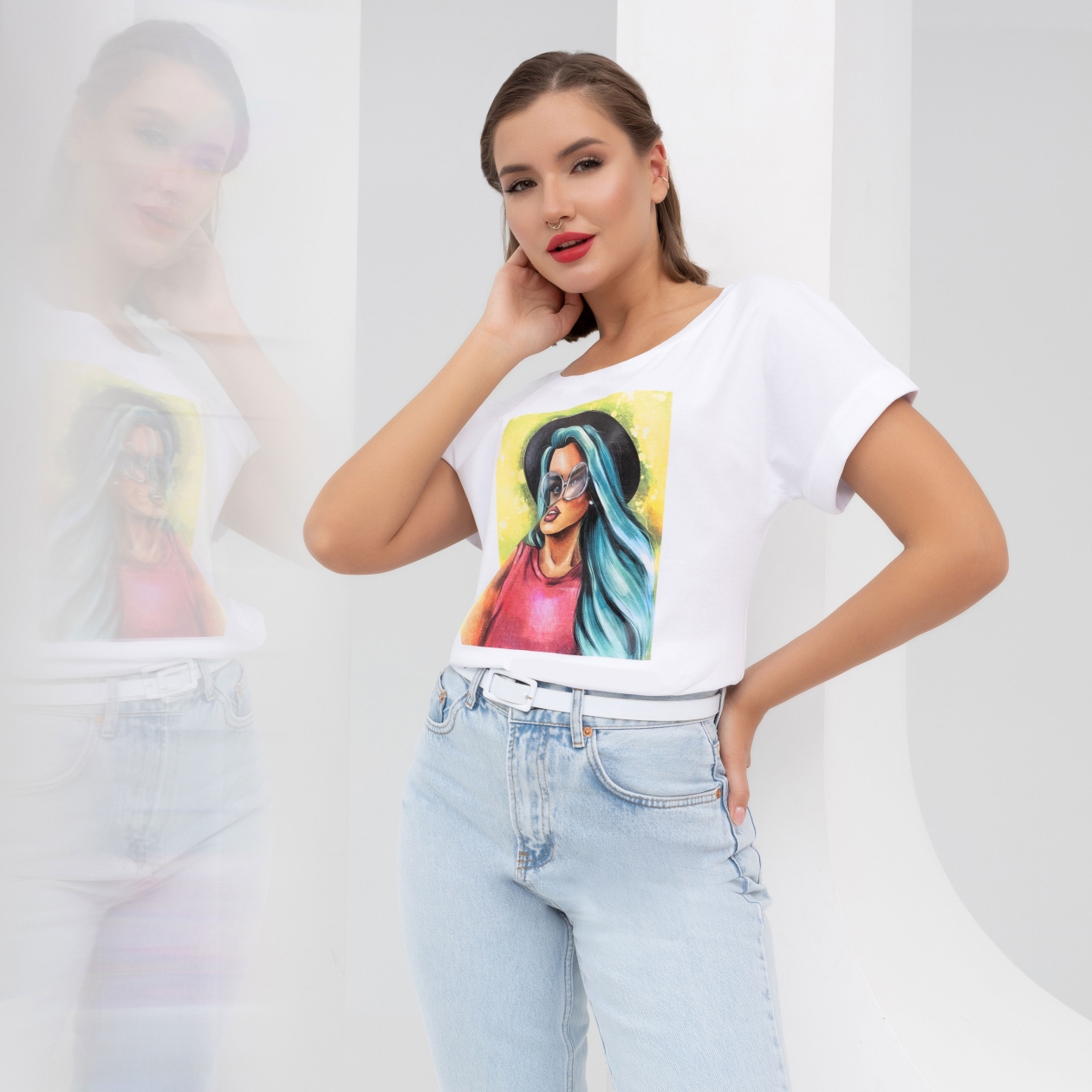 Футболка Летний вайб (кокетка). Состав: 95% хлопок, 5% эластан