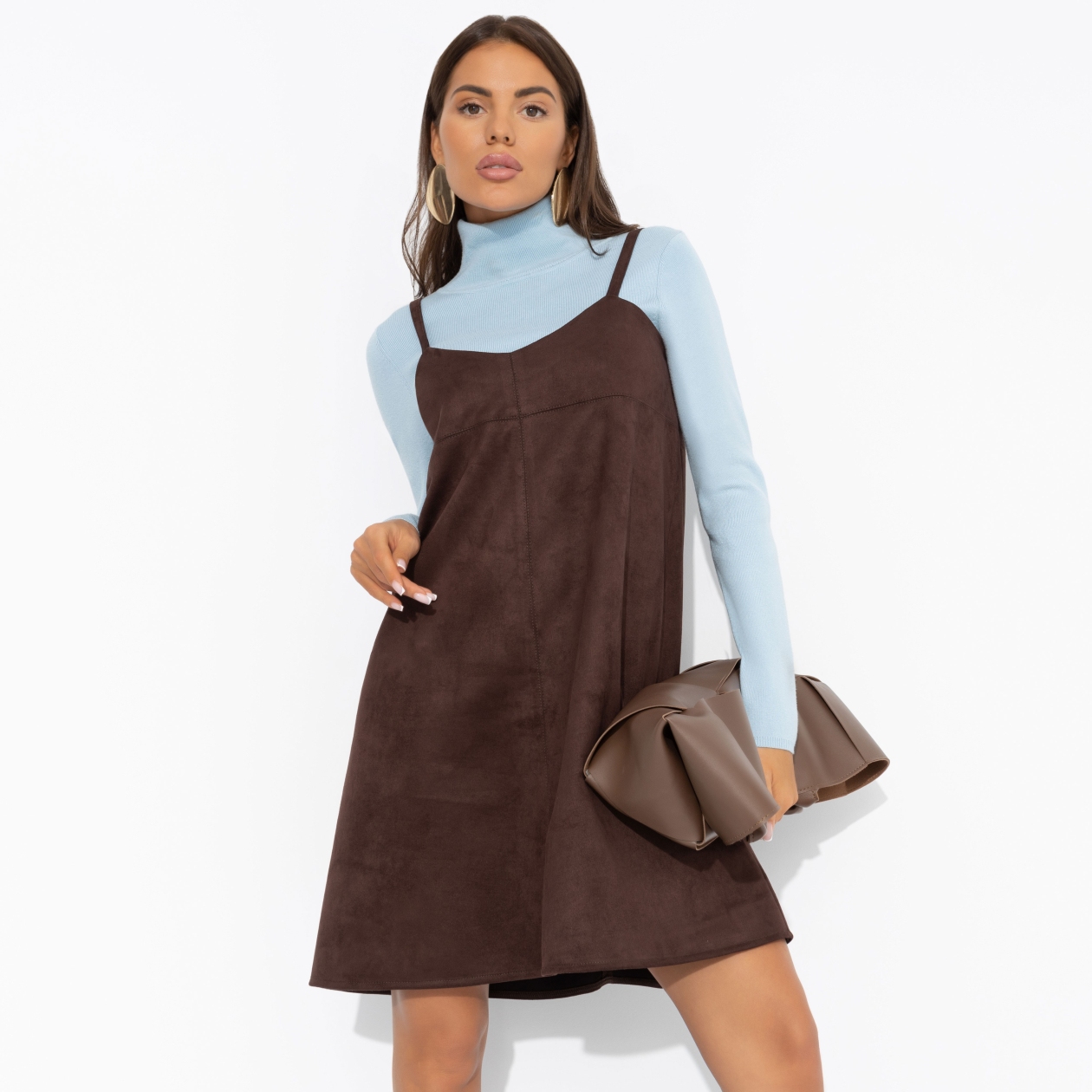 Сарафан Стильный интерес (коричневый). Состав: 95% полиэстер, 5% спандекс