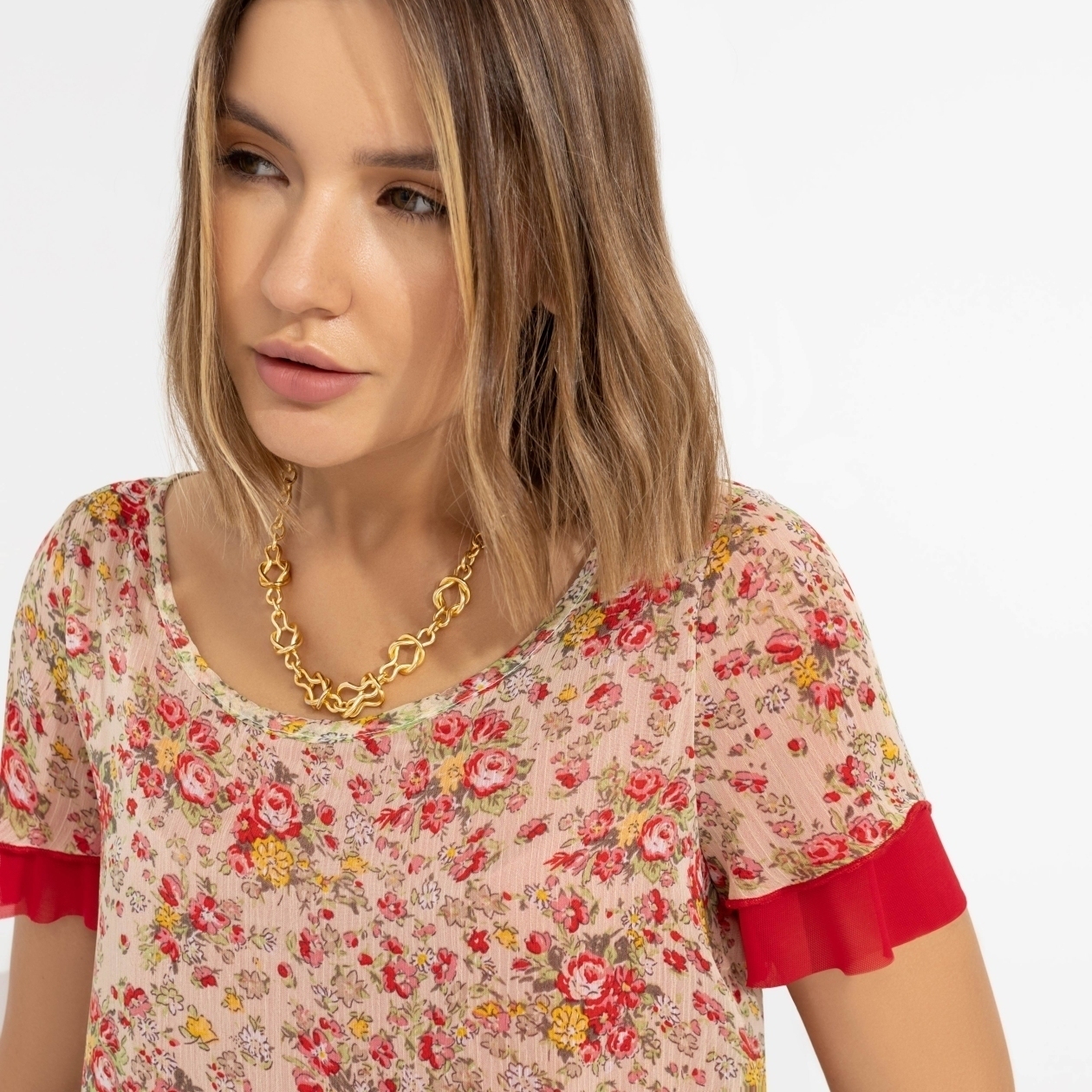 Блуза Тандем (flower). Состав: 95% п/э, 5% спандекс