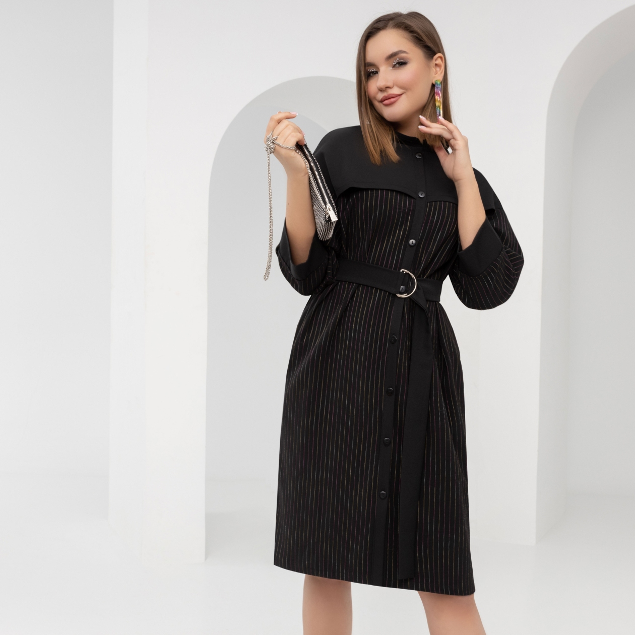 Платье Идеальный фасон (модница, с поясом). Состав: 96% п/э, 4% эластан