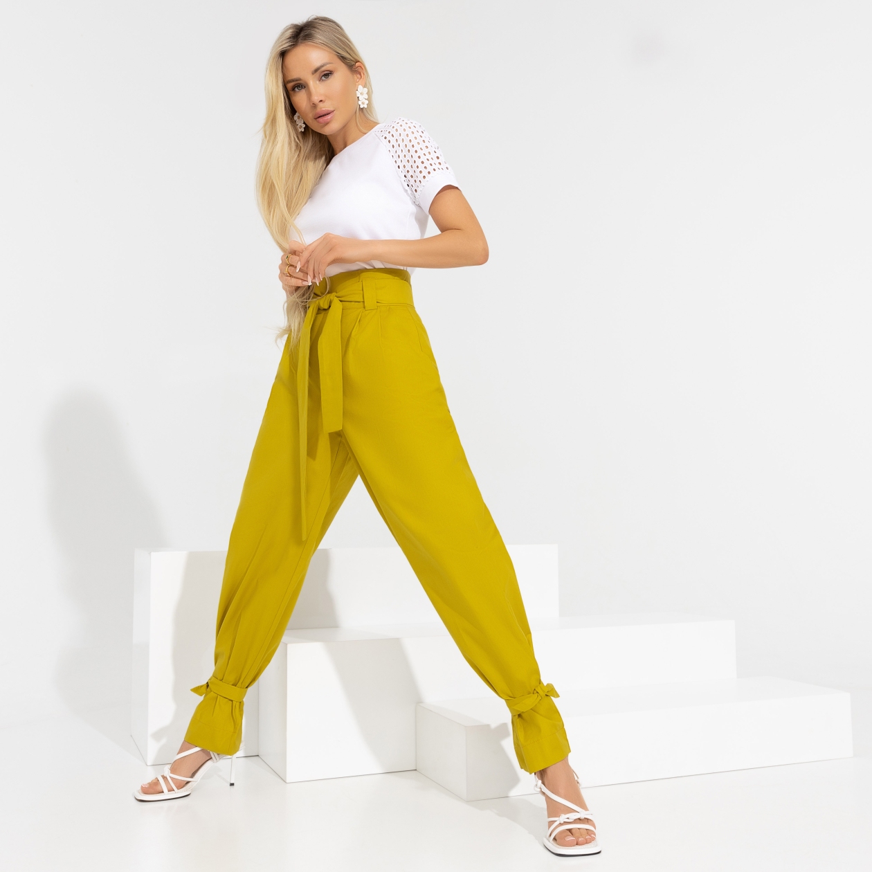 Брюки Выйти за пределы (стильная, с поясом). Состав: 100% хлопок