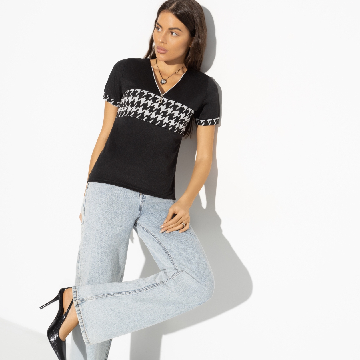 Блуза Принцесса сердца (novelty). Состав: 65% п/э, 30% вискоза, 5% стрейч