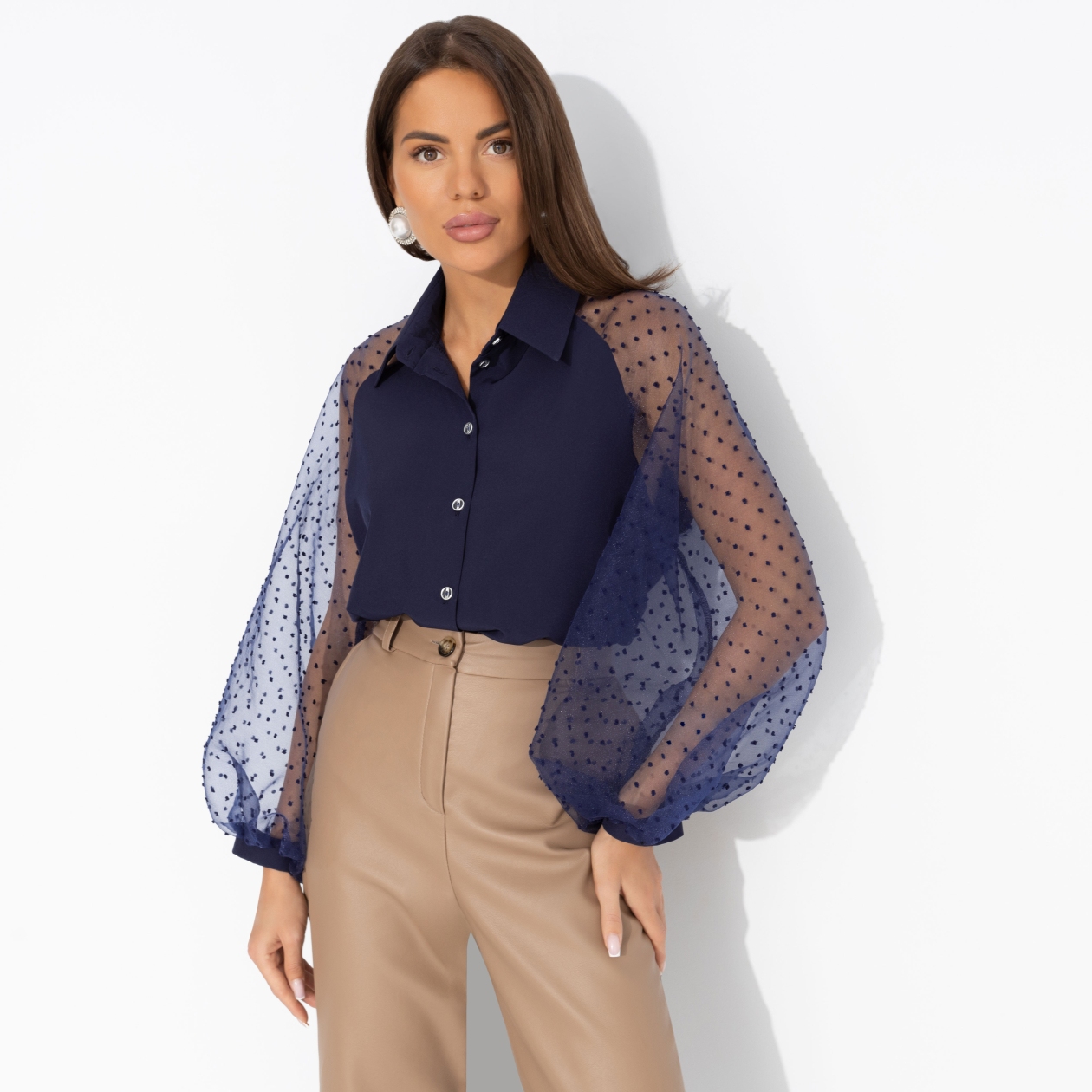 Блуза Теория красоты (синяя туманность). Состав: 95% п/э, 5% эластан