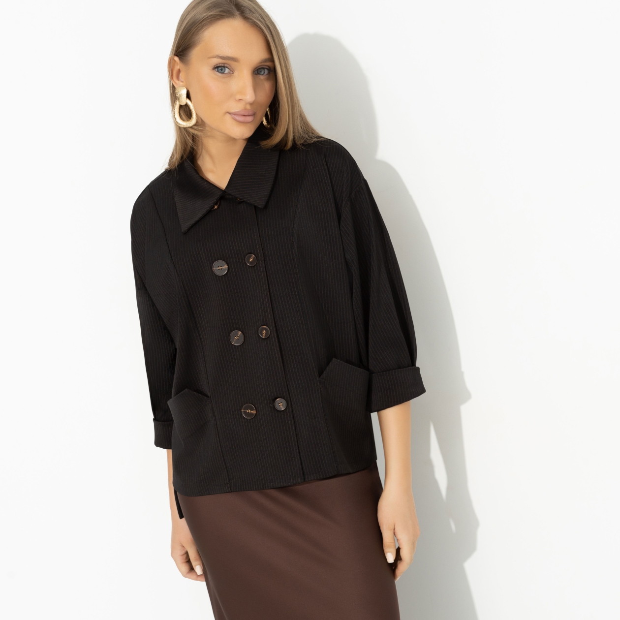 Жакет Безупречные манеры (черный). Состав: 75% полиэстер, 20% вискоза, 5% спандекс