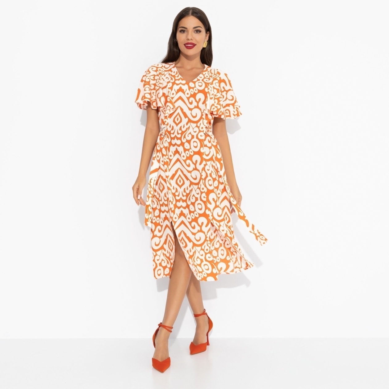 Платье Мода без компромиссов (оранжевое). Состав: 100 % вискоза
