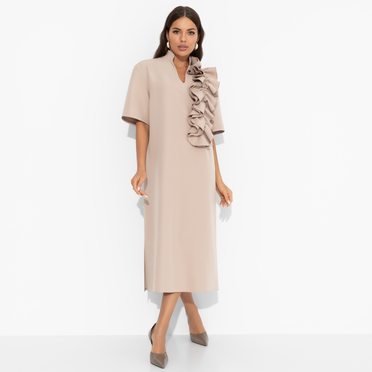 Платье Сияние глянца (nude). Состав: 95% п/э, 5% эластан