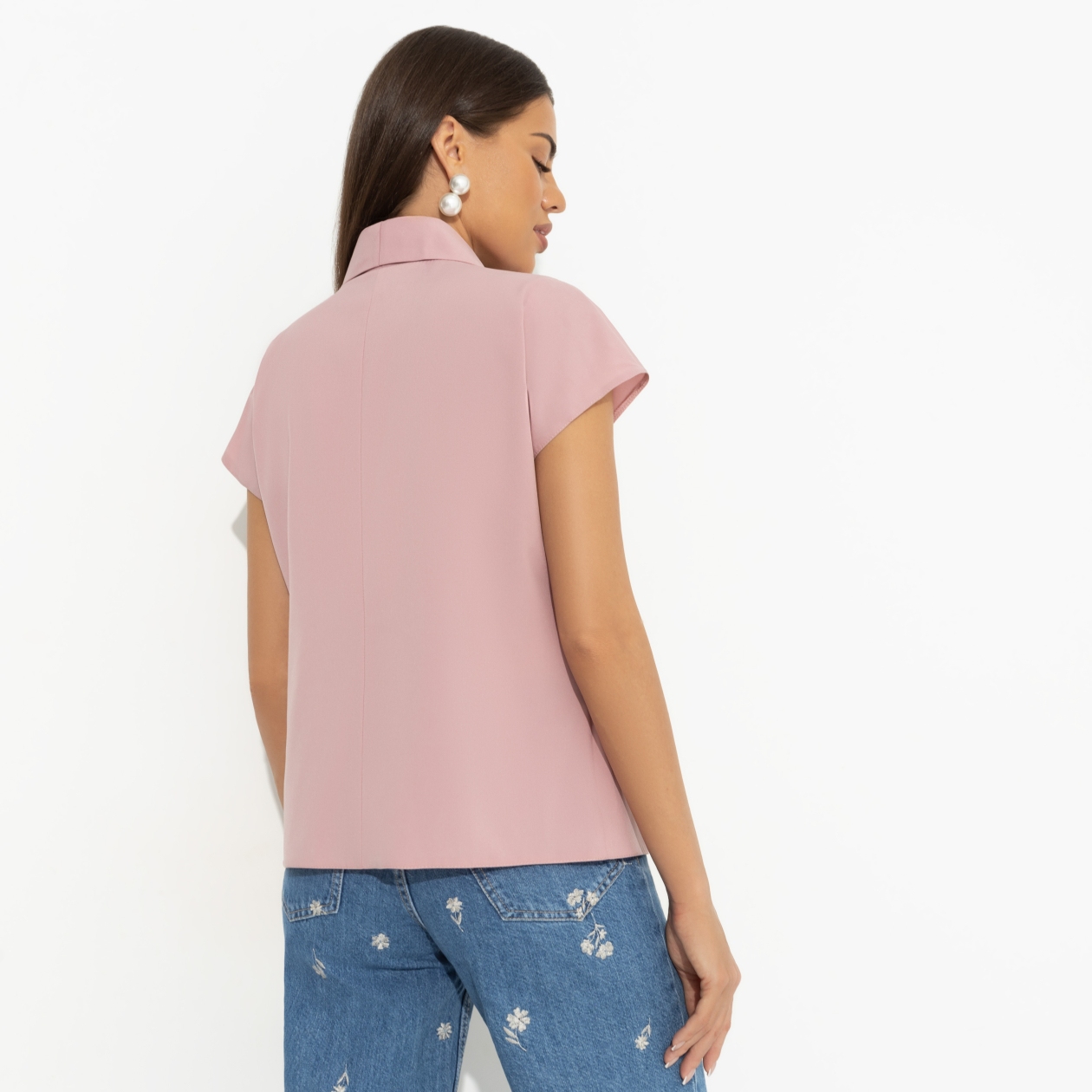 Блуза На пике изящества (розовая). Состав: 95% полиэстер, 5% эластан