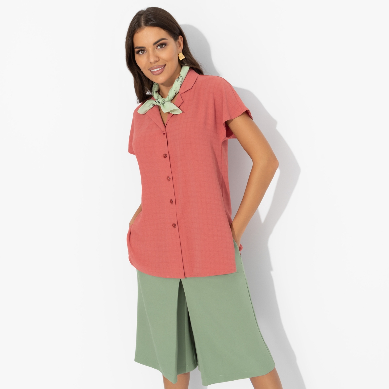 Блуза Стильный автограф (терракотовая). Состав: 95% вискоза, 5% эластан