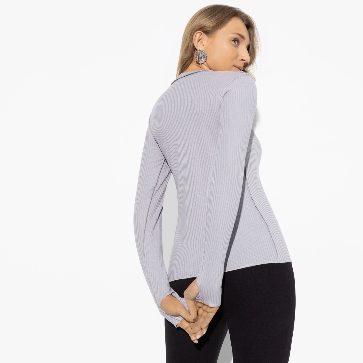 Лонгслив двусторонний Роковое признание (fashion grey). Состав: 65% п/э, 30% вискоза, 5% спандекс