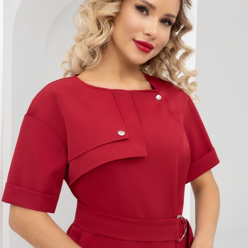 Платье Я онлайн (рэд, с поясом). Состав: 96% п/э, 4% эластан