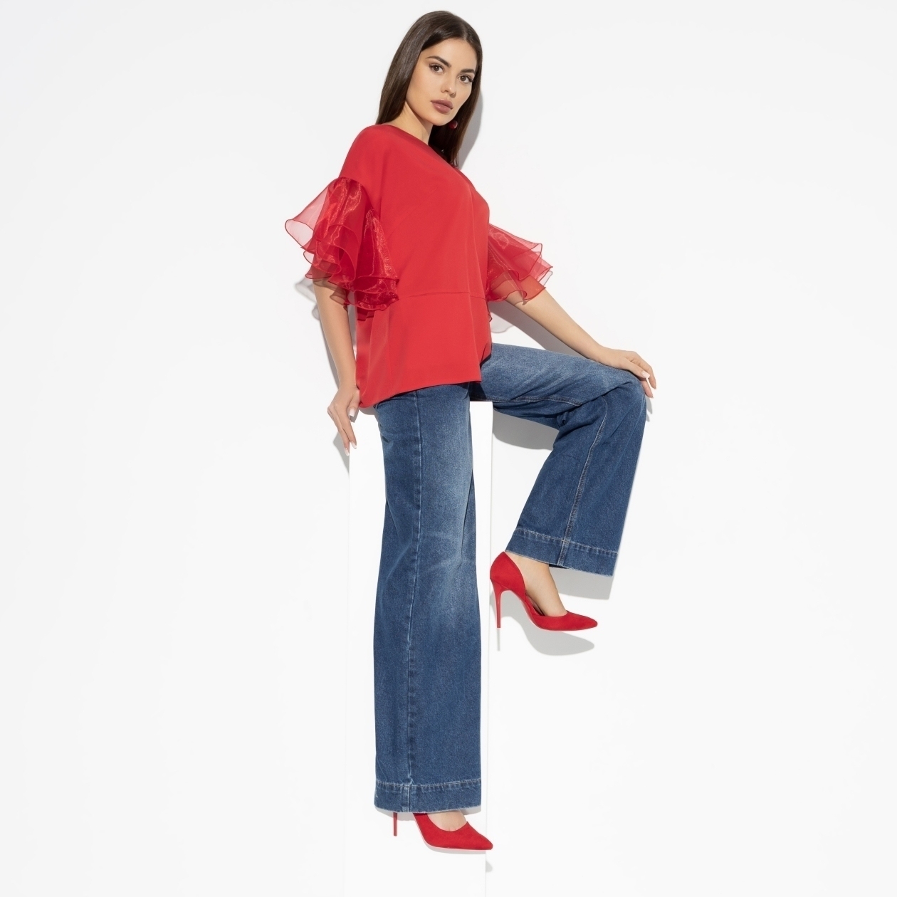 Блуза Кокетка в образе (red star). Состав: 95% п/э, 5% эластан