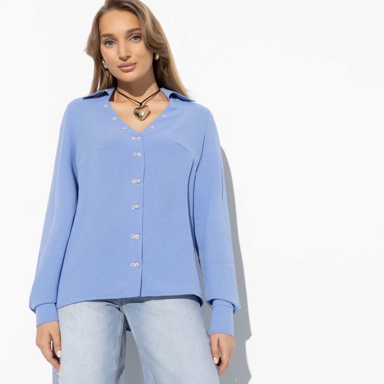 Блуза Сбежим из офиса (chic sky). Состав: 95% п/э, 5% спандекс