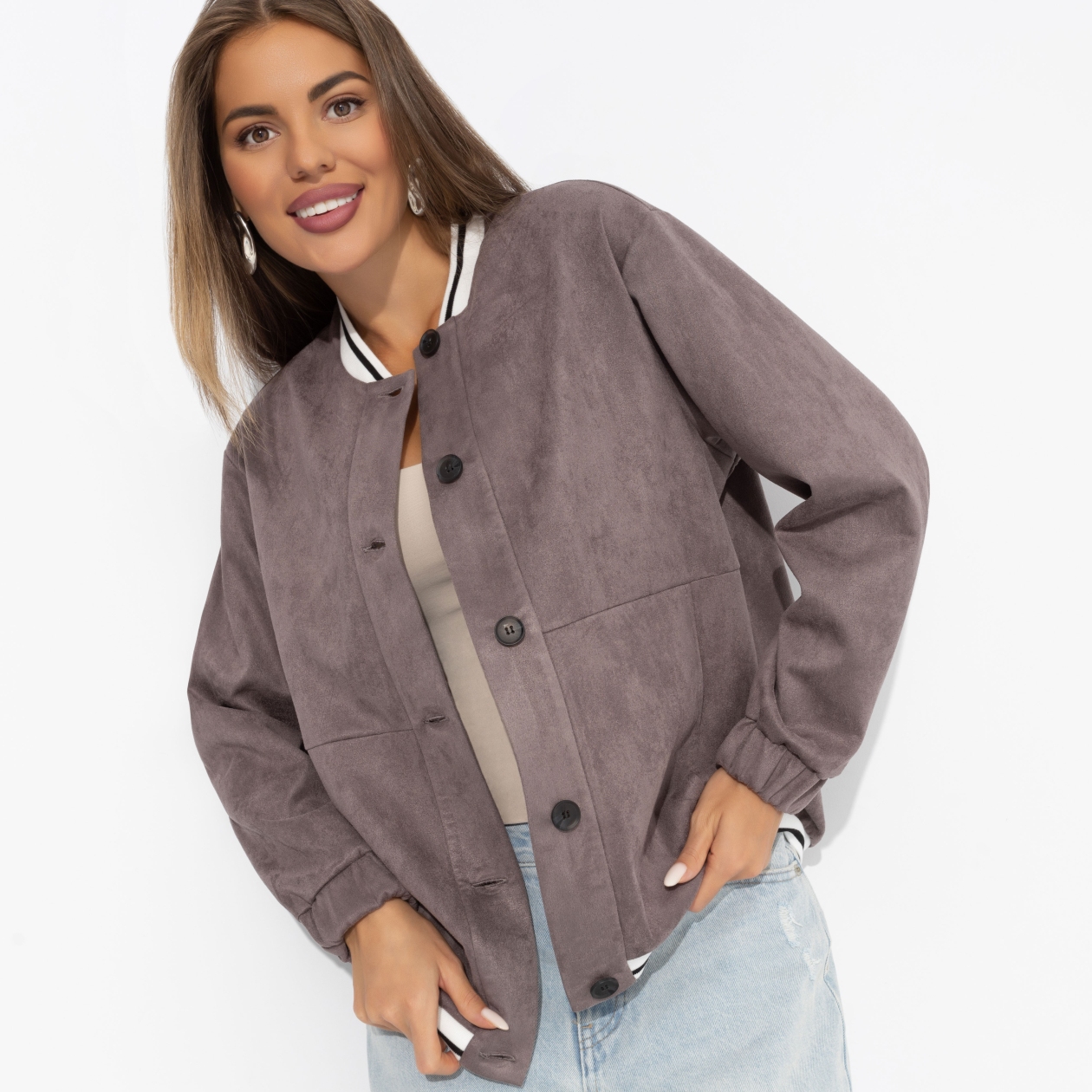 Бомбер Любуйся мной (коричневый). Состав: 92% полиэстер, 8% спандекс