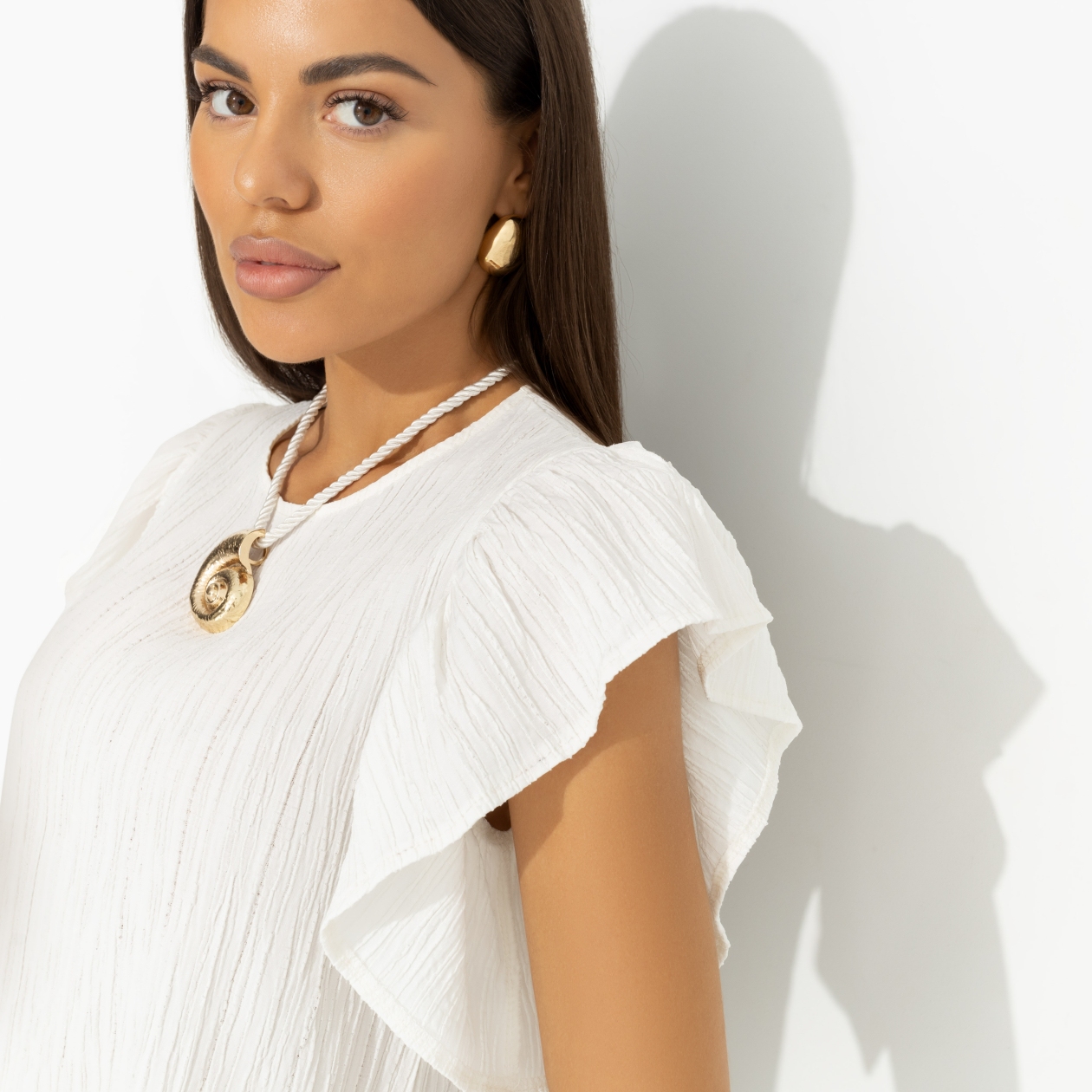 Блуза Потому что нужно! (белая). Состав: 60% вискоза, 35% п/э, 5% эластан