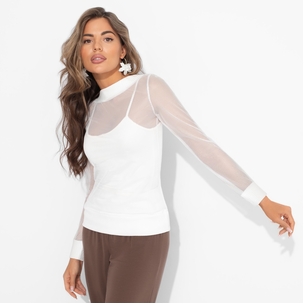 Лонгслив Секретное оружие гардероба. Состав: 60% вискоза, 35% п/э, 5% эластан