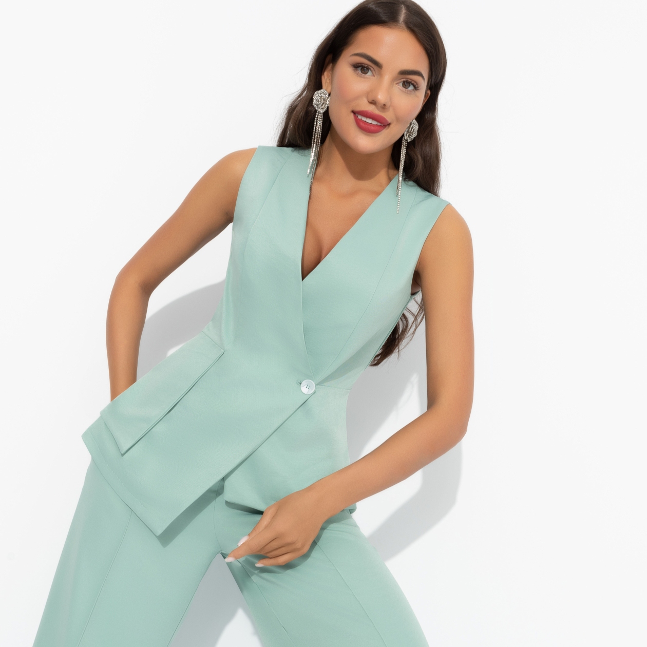 Стильный лидер (мятный). Состав: 72% п/э, 22% вискоза, 6% спандекс