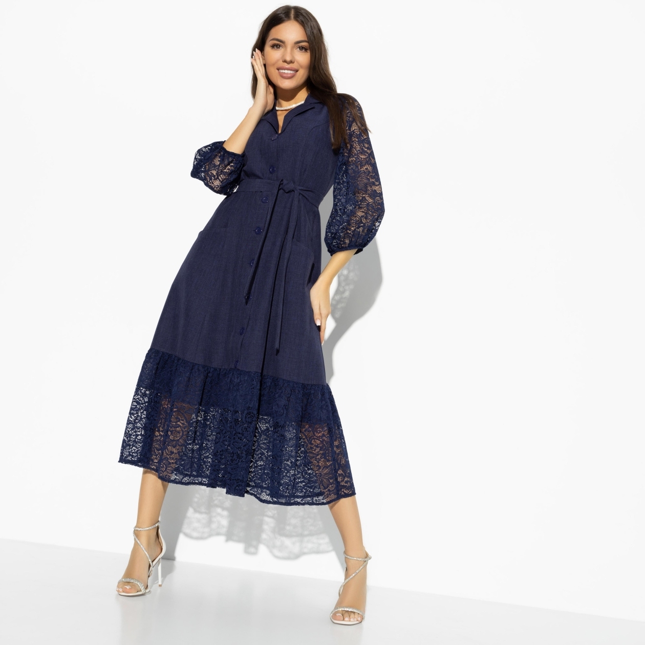 Платье На вес золота (blue elegant, с поясом). Состав: 95% п/э, 5% спандекс