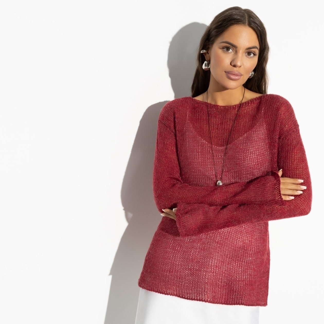 Туника Тонкая натура (scarlet). Состав: 60% акрил, 25% полиэстер, 15% пух коза