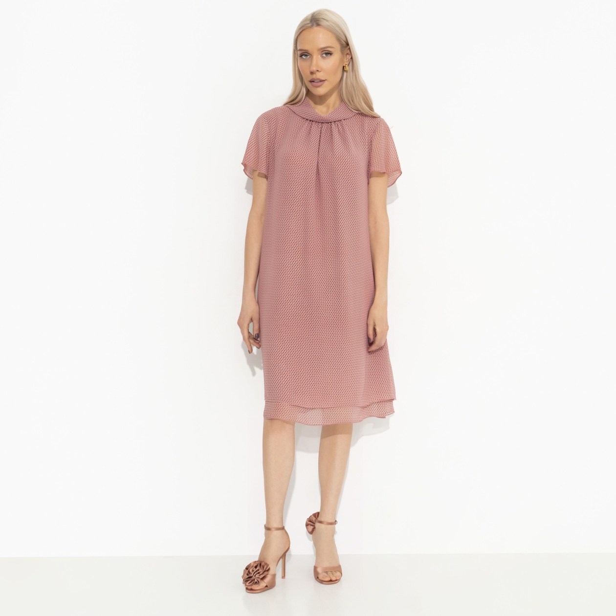 Платье Мечтательная (розовый). Состав: 100% полиэстер