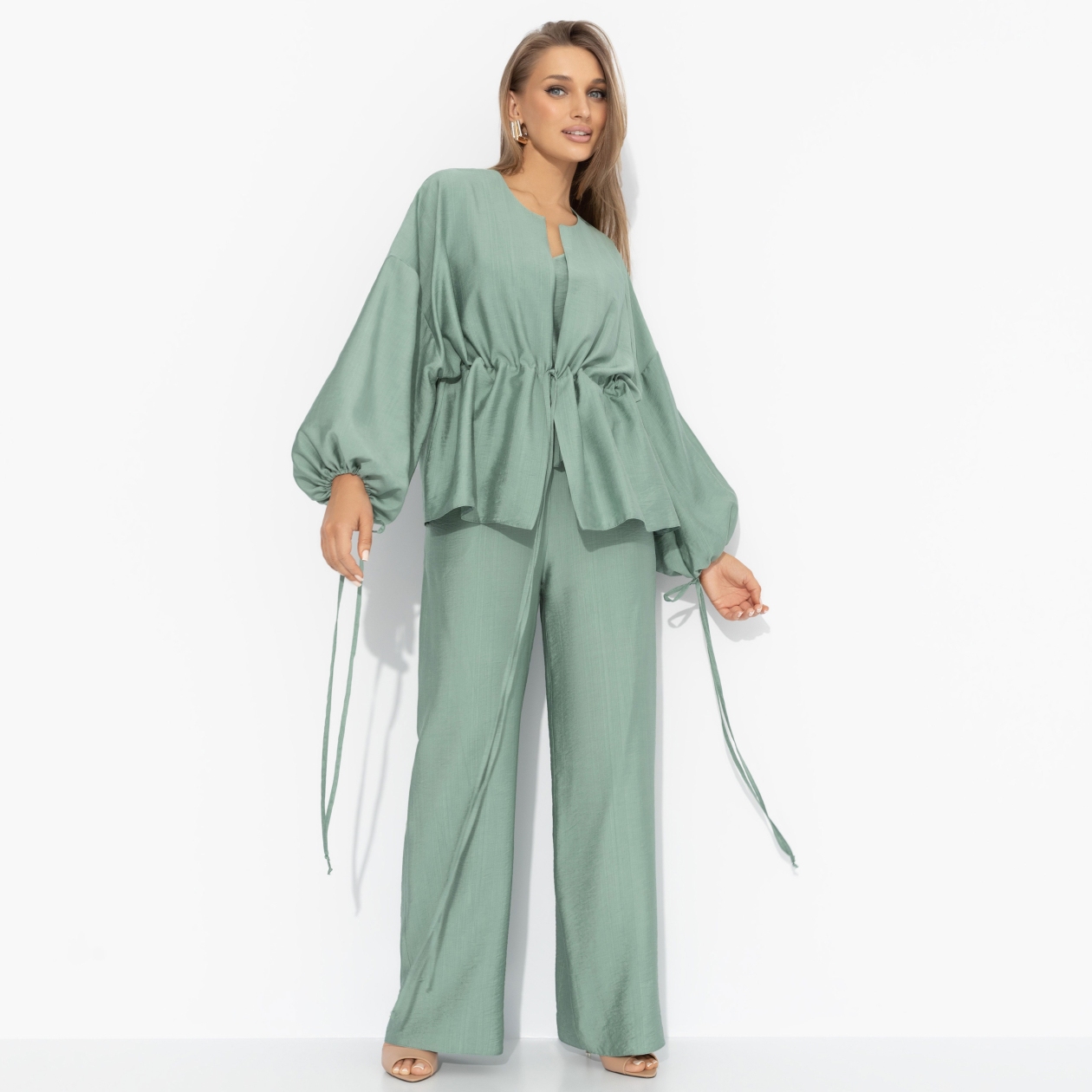 Брючный комплект Приручённый шик (3 в 1, зеленый). Состав: 100% хлопок