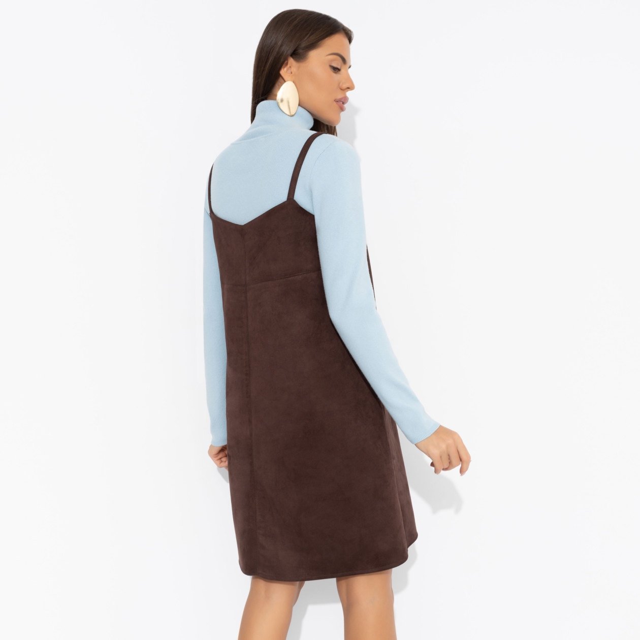 Сарафан Стильный интерес (коричневый). Состав: 95% полиэстер, 5% спандекс