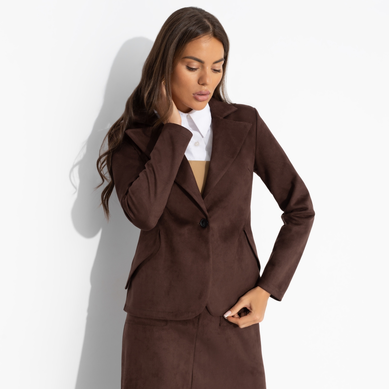 Жакет Шоу-показ (шоколадный мусс). Состав: 95% п/э, 5% спандекс