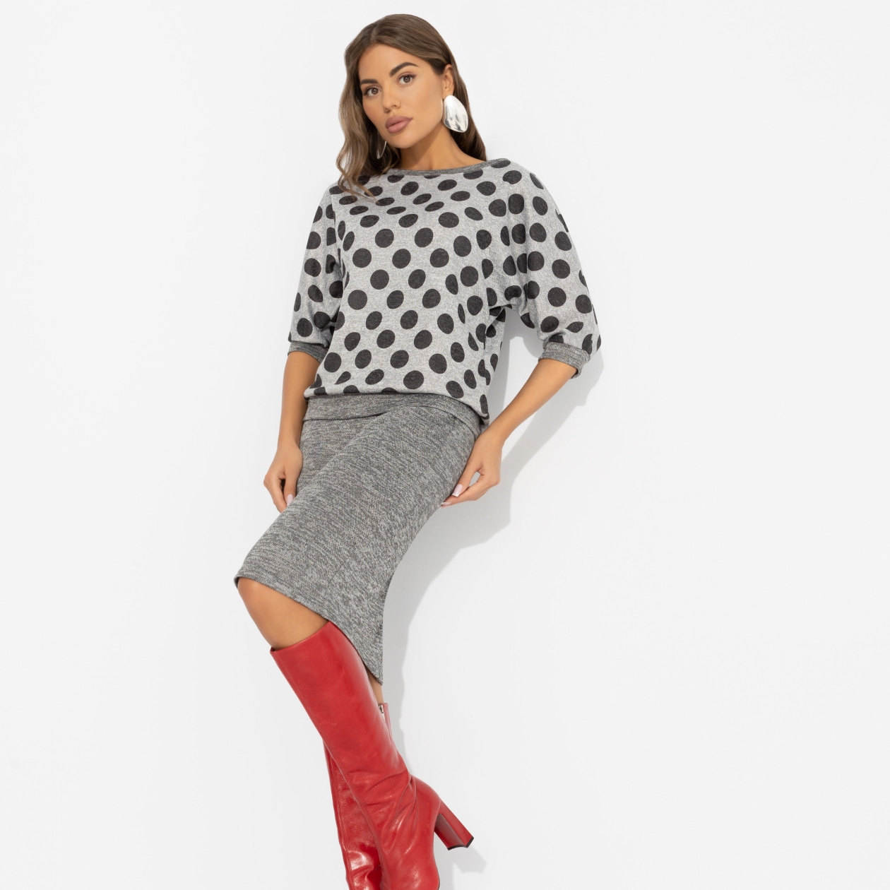 Костюм с юбкой Ваш ход! (2 в 1, мокрый асфальт). Состав: 80% п/э, 20% вискоза