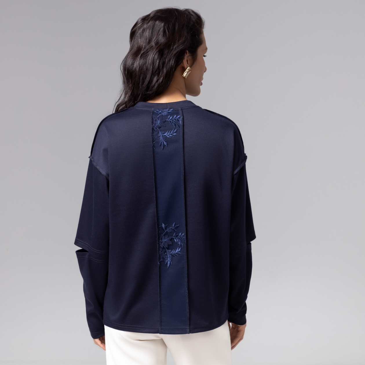 Лонгслив Образ решает (синий). Состав: 80% п/э, 15% вискоза, 5% спандекс